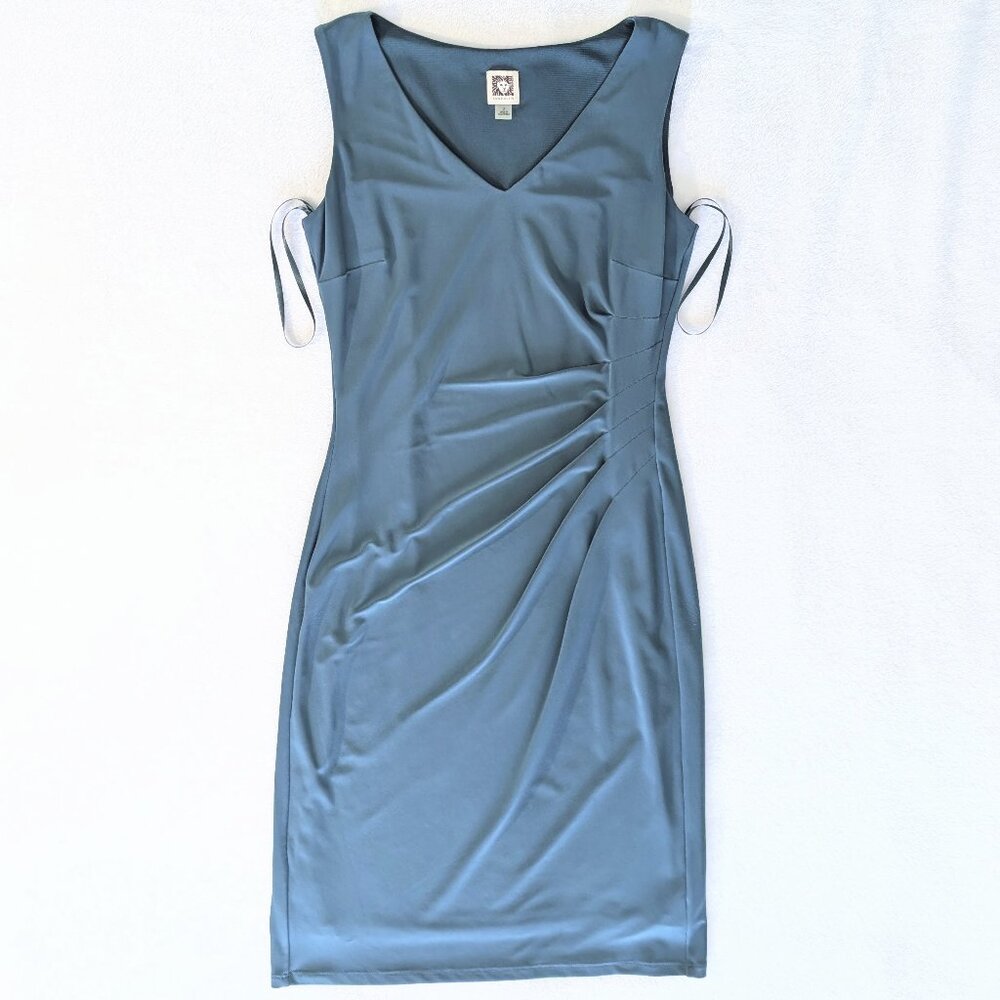 Anne Klein Sleeveless V-Neck Pleated Dress, Size 2